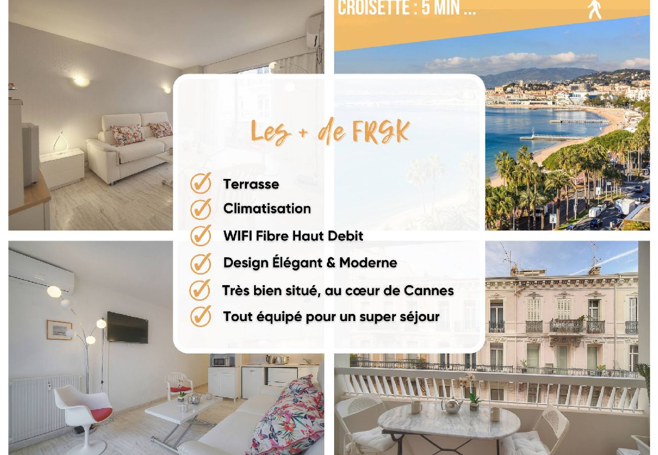 Studio à Cannes - FRGK Victoria 3 Central Cannes 1BR Terrace, AC & U